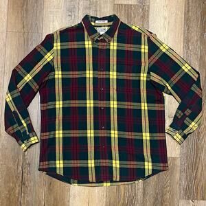 LL Bean Mens Slightly Fitted Flannel Button Shirt Green Plaid XL 298167 Fall NEW